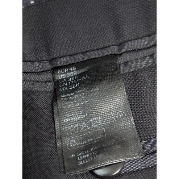 H&M Mens Blazer Jacket Size 38R Black Marzotto Wool Solid 2 Button Sport Coat - Picture 6 of 7